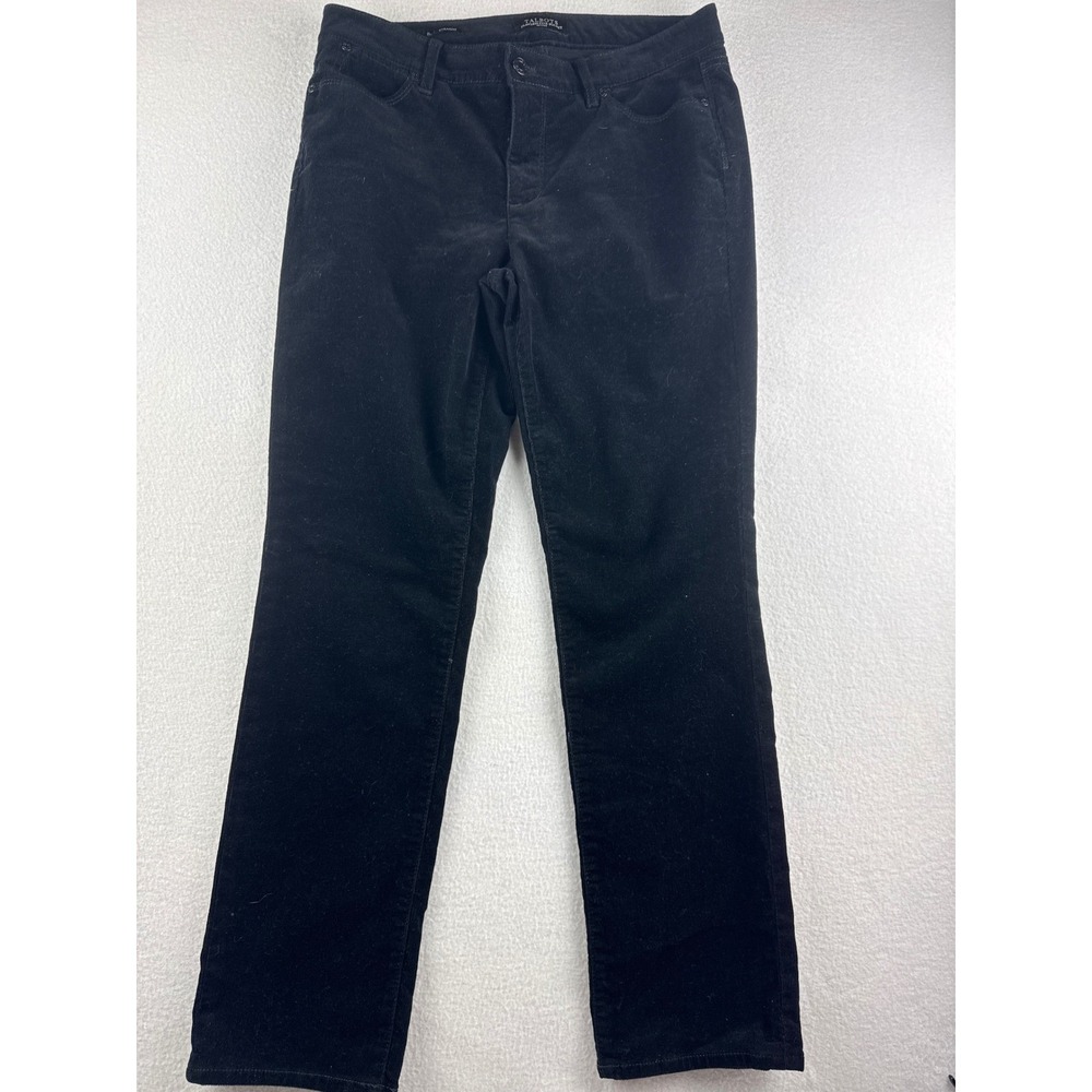 Talbots Womens 8P Black Straight Leg Corduroy‎ Pants Petite Flawless Five Pocket